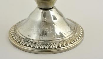 Dekoratív ezüst (Ag.) ötágú gyertyatartó, súlyozott, jelzett, m:23,5 cm, bruttó:765 g