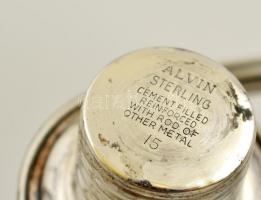 Dekoratív ezüst (Ag.) ötágú gyertyatartó, súlyozott, jelzett, m:23,5 cm, bruttó:765 g