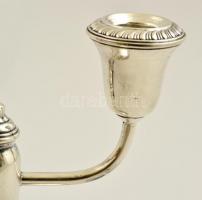 Ezüst (Ag.)  kétágú gyertyatartó párban ( 2db), súlyozott, jelzett, m:14,5 cm (2×), bruttó:842 g (eg...