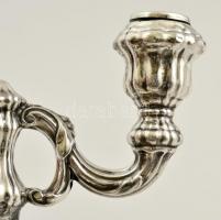 Ezüst (Ag.)  kétágú gyertyatartó, súlyozott, jelzett, javított, m:12,5 cm, bruttó:188 g