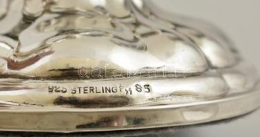 Ezüst (Ag.)  kétágú gyertyatartó, súlyozott, jelzett, javított, m:12,5 cm, bruttó:188 g