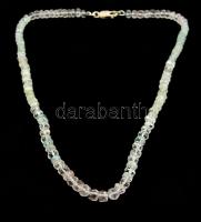 Kétszínű akvamarin nyaklánc, ezüst szerelékkel, h: 38 cm