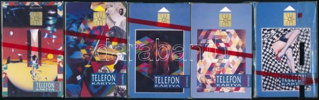 1992 K. Némethy - Vető absztrakt festmények. Használatlan, sorszámozott telefonkártya, bontatlan csomagolásban. 5 db különböző