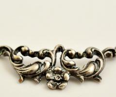 Ezüst(Ag) antik virágos nyaklánc, jelzett, h: 42 cm, nettó: