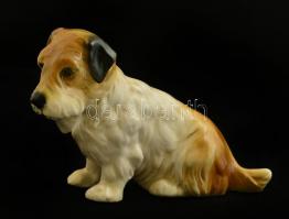 Ens porcelán kutya, kézzel festett, jelzett, hibátlan, 12,5x7,5 cm