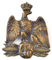 Franciaország DN 48. Ezred csákó jelvény réz jelvény (104x119mm) T:2- ly. France ND 48th Regiment Shako badge brass badge (104x119mm) C:VF hole