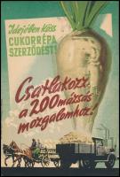 cca 1960 Csatlakozz a 200 mázsás mozgalomhoz! termelési propaganda kisplakát, 23,5x16 cm