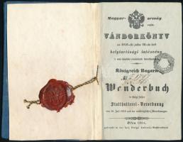 1857 Vándorkönyv, belül jó állapotban, néhány pecséttel és bejegzéssel / wander book