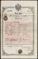 1855 Útlevél rohonci lakos részére 6 kr CM okmánybélyeggel / Passport for Reichnitz citizen