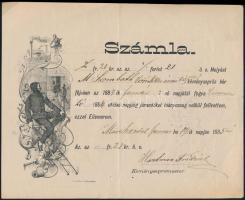 1884 Muraszombat díszes kéményseprő számla / Chimneysweep invoice