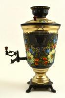 Dekoratív, kézzel festett elektromos szamovár, zsinórral,  m: 41 cm