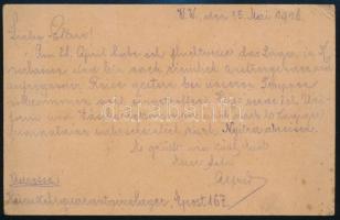 1918 Brandmayer (Bántay) Alfréd vezérkari kapitánynak, a 6. vegyesdandár parancsnokának saját kézzel írt tábori levelezőlapja