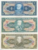 Brazília 1955-1967. 6xklf bankjegy, az 50C és 100C felülbélyegezve, 2C-n két hajtás T:I,III Brazil 1955-1967. 6xdiff banknote, the 50 Cruzerios and 100 Cruzerios with overprint, the 2 Cruzerios with two folds C:UNC,F