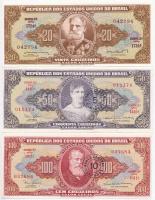 Brazília 1955-1967. 6xklf bankjegy, az 50C és 100C felülbélyegezve, 2C-n két hajtás T:I,III
Brazil ...