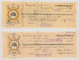 Esztergom / Marcali / Simontornya 1931-1939. 5db kitöltött váltó aranypengőről, mind felülbélyegezve, legtöbb bélyeggel T:III