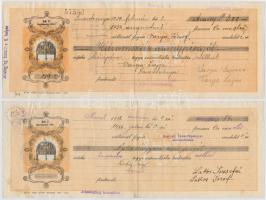 Esztergom / Marcali / Simontornya 1931-1939. 5db kitöltött váltó aranypengőről, mind felülbélyegezve...