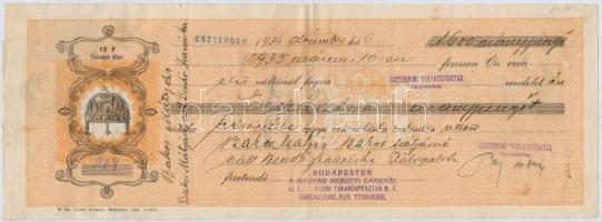 Esztergom / Marcali / Simontornya 1931-1939. 5db kitöltött váltó aranypengőről, mind felülbélyegezve...