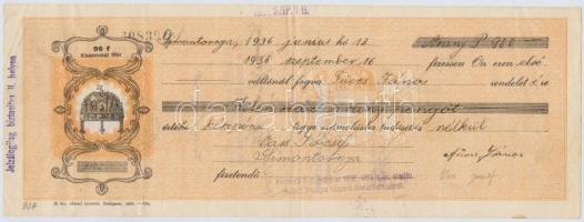 Marcali / Simontornya 1932-1937. 5db kitöltött váltó aranypengőről, mind felülbélyegezve, legtöbb bé...