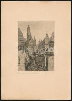 H. Schindler (?-?): Maria am Gestade, Wien, rézkarc, jelzett, 11x8 cm.