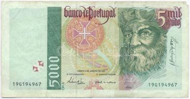 Portugália 1995. 5000Esc T:III kis sarokhiány Portugal 1995. 5000 Escudos C:F small missing corner