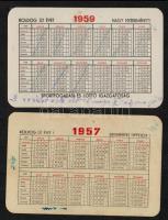 1957, 1959 Toto és Lottó kártyanaptárak a második hátán tollal írás