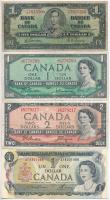 Kanada 1937. 1$ + 1961-1972 (1954). 1$ + 1955-1961 (1955). 2$ + 1973. 1$ T:III,III- kis szakadás Canada 1937. 1 Dollar + 1961-1972 (1954). 1 Dollar + 1955-1961 (1955). 2 Dollars + 1973. 1$ Dollar C:F,VG small tear