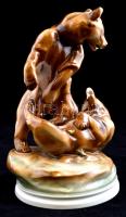 Zsolnay birkózó medvék (Markup Béla), kézzel festett, jelzett, hibátlan, m:30 cm/ Handpainted Zsolnay chinaware figure