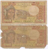 Dzsibuti 1988. 1000Fr (2x) T:III,III-,IV Djibuti 1988. 1000 Francs (2x) C:F,VG,G