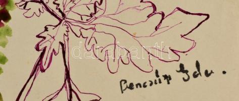 Benczúr jelzéssel: 4 db grafika. Akvarell, papír, 30×20 cm