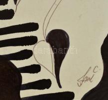 Szász jelzéssel: Arcok. Vegyes technika, papír, 30×15 cm