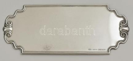 Ezüst(Ag) címtábla, jelzett, 11,3x4,8 cm, nettó: 18,5 g