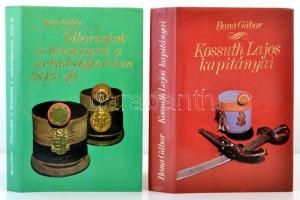 Bona Gábor könyvei, 2 db: Kossuth Lajos kapitányai. Bp., 1988, Zrínyi Katonai Kiadó. Kiadói egészvászon kötés, kiadói papír védőborítóval, jó állapotban. Tábornokok és törzstisztek a szabadságharcban 1848-49. Budapest, 1983, Zrínyi Katonai kiadó. Kiadói egészvászon kötés, kiadói papír védőborítóval, jó állapotban.