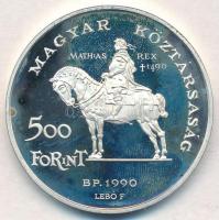 1990. 500Ft Ag "Mátyás király / Beatrix" T:1-(PP) patina 
Adamo EM113