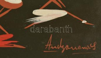 Olvashatatlan jelzéssel: Őslakosok. Tempera, papír, 24×32 cm