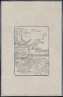 Jelzés nélkül: Ház a folyóparton. Kínai fametszet, papír, 21,5x14 cm