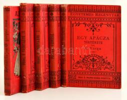 Az Egyetemes Regénytár 3 kötete (Egy apácza története; Vénusz; A vasgyáros 1-2.; ). Bp., Singer és Wolfner. Kicsit kopott díszes vászonkötésben. + Tolnai Lajos: A grófné ura. Bp., 1897, Athenaeum (Az Athenaeum olvasótára). Kopott, díszes vászonkötésben.