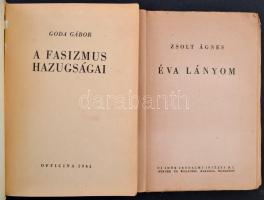4 db judaika témájú könyv: Goda Gábor: A fasizmus hazugságai / Sós Endre: Három mártír. Bp., 1945, O...