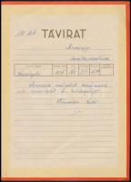 cca 1930 Magyar Királyi Posta díszes távirat, Biczó András Magyar lakodalom képével, 25x18,5 cm