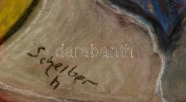 Scheiber jelzéssel: Kalapos férfi. Pasztell, papír, üvegezett keretben, 62×45 cm