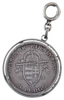 1938. 5P Ag "Szent István" fém keretbe foglalva, kulcstartóvá alakítva T:2