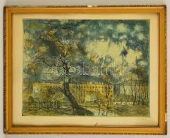 Lukovszky László (1922-1981): Öreg fűz. Színes rézkarc, papír, jelzett, üvegezett keretben, 29×38 cm