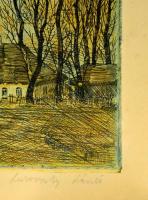 Lukovszky László (1922-1981): Öreg fűz. Színes rézkarc, papír, jelzett, üvegezett keretben, 29×38 cm