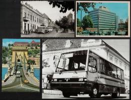 Autóbuszok tétele, 3 db vintage fotó, 2 db mai nagyítás, és 3 db modern képeslap autóbusz motívummal