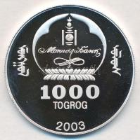 Mongólia 2003. 1000T Ag "Ázsia történelme - Dzsingisz kán" (19,28g/0.999) T:PP
Mongolia 2...