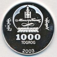 Mongólia 2003. 1000T Ag "Ázsia történelme - Hillary" (19,5g/0.999) T:PP ujjlenyomat
Mongo...