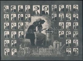 cca 1952 Győr, Gépíró- és Gyorsíró iskola tanárai és végzős növendékei, 2 db kistabló nevesített portrékkal, 18x24 cm