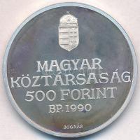 1990. 500Ft Ag "Kölcsey Ferenc" dísztokban T:1-(PP) kis patina 
Adamo EM116