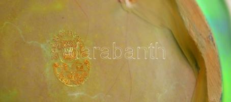 Dekoratív mázas kerámia párologtató, jelzés nélkül, apró kopásokkal, m: 15,5 cm + Mázas kerámia kis ...