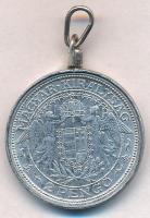 1938. 2P Ag "Madonna" keretbe foglalva, kulcstartóvá alakítva, a kereten "CÖ"(?)...