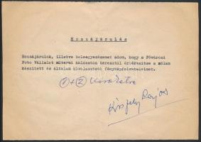 cca 1965 Greguss Zoltán, Kiszely Lajos, Tekeres Sándor színészek aláírás és fényképe, 5 db vintage f...